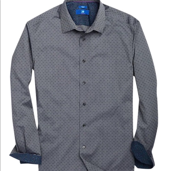 Egara navy dotted Long Sleeve Non Iron Slim Fit Shirt Size Medium EUC - Picture 1 of 14